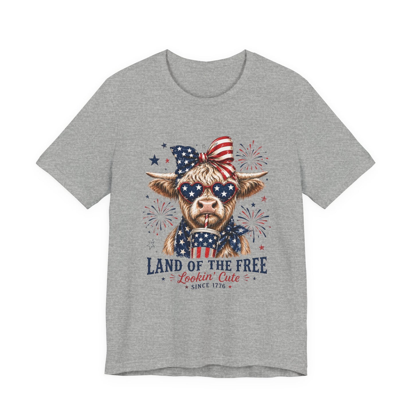 Festive Highland Cow Fourth of July Tee