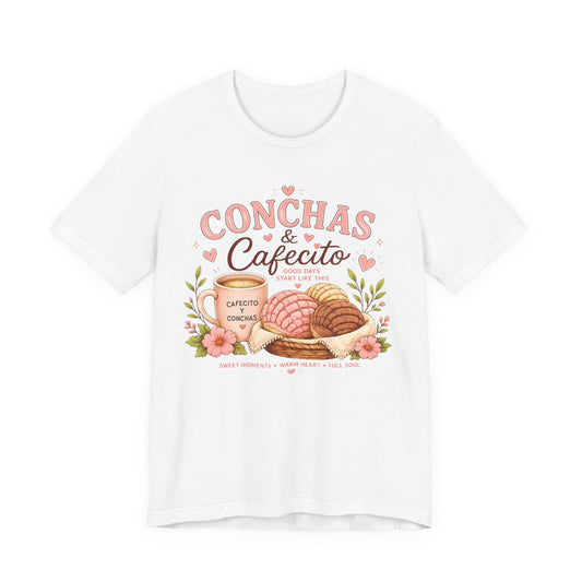 Conchas & Cafecito Tee — Mexican Pastries and Coffee Graphic T-Shirt