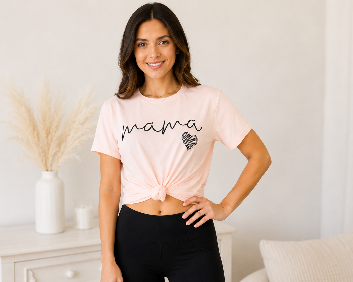 Mama Leopard Heart Graphic Tee