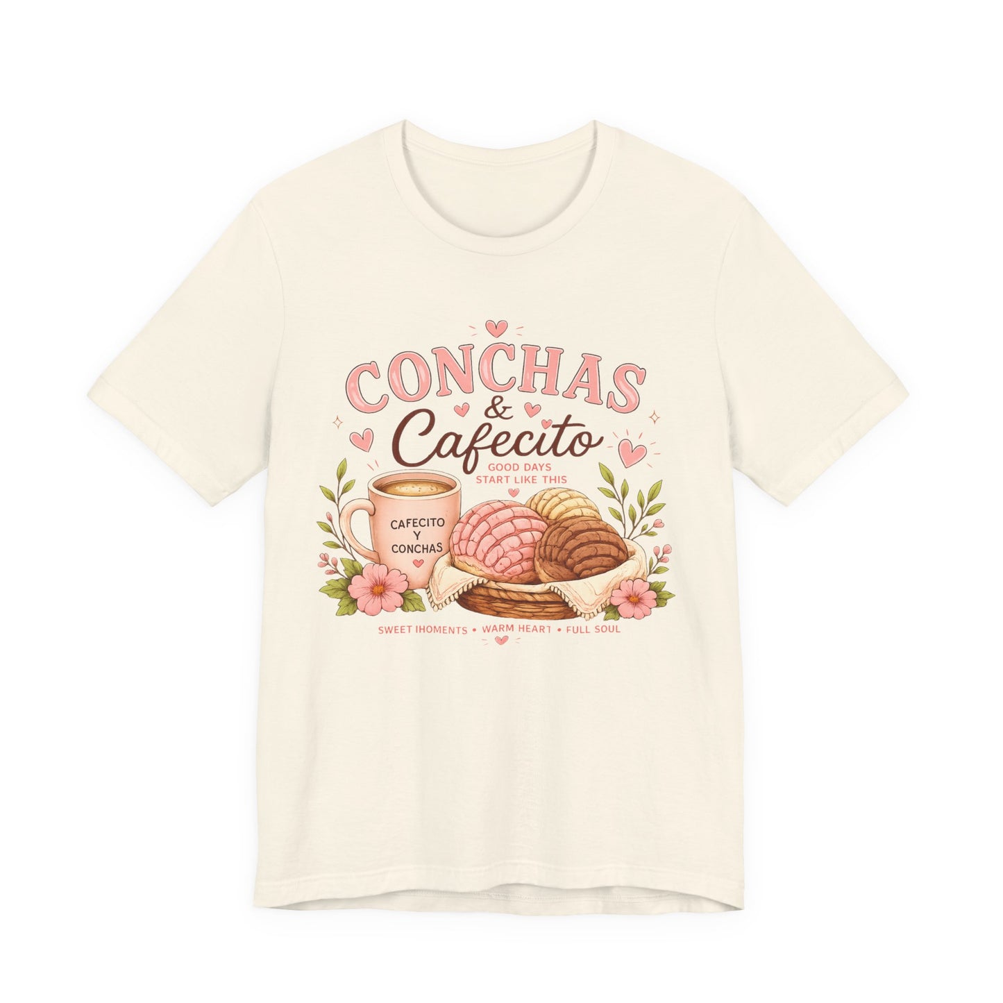 Conchas & Cafecito Tee — Mexican Pastries and Coffee Graphic T-Shirt