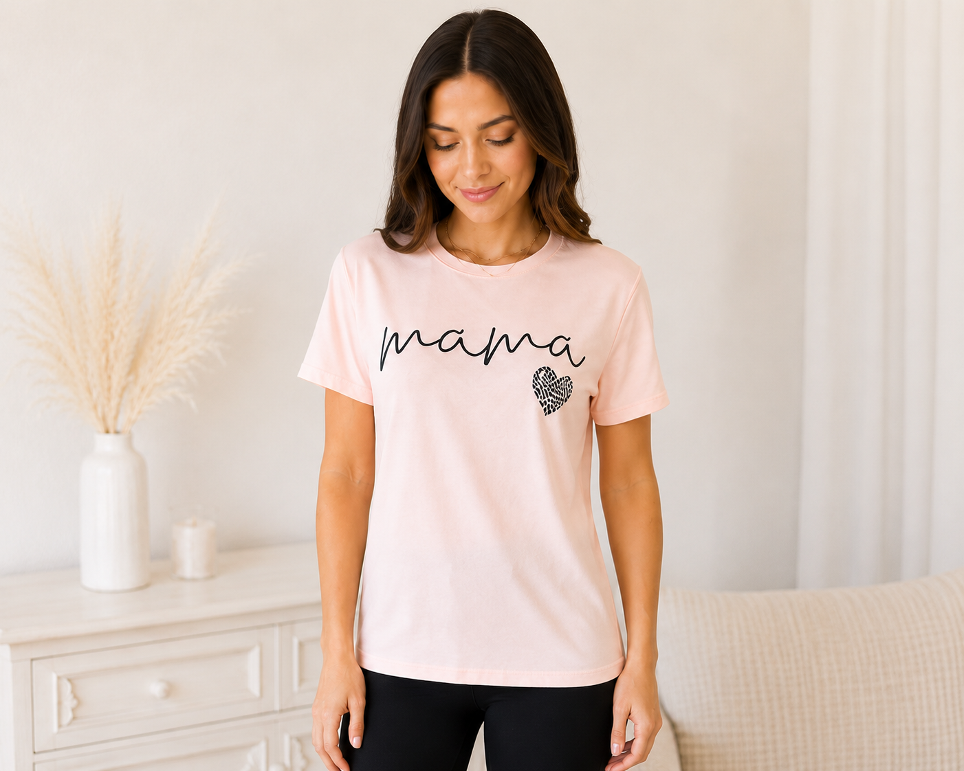 Mama Leopard Heart Graphic Tee