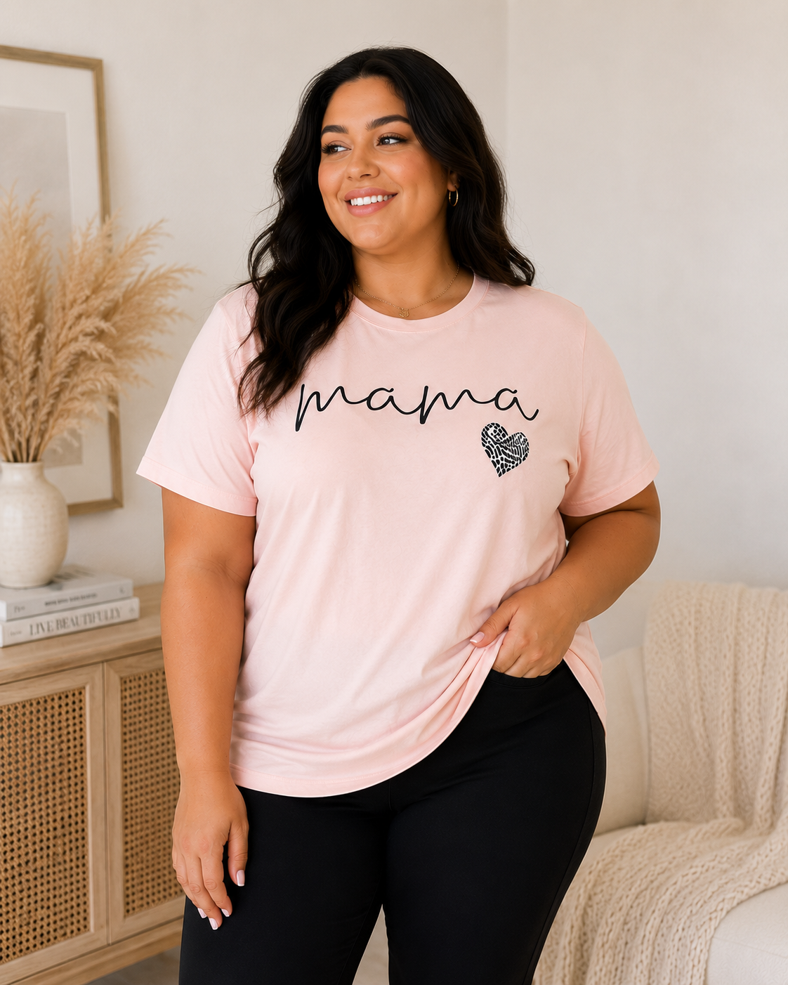 Mama Leopard Heart Graphic Tee