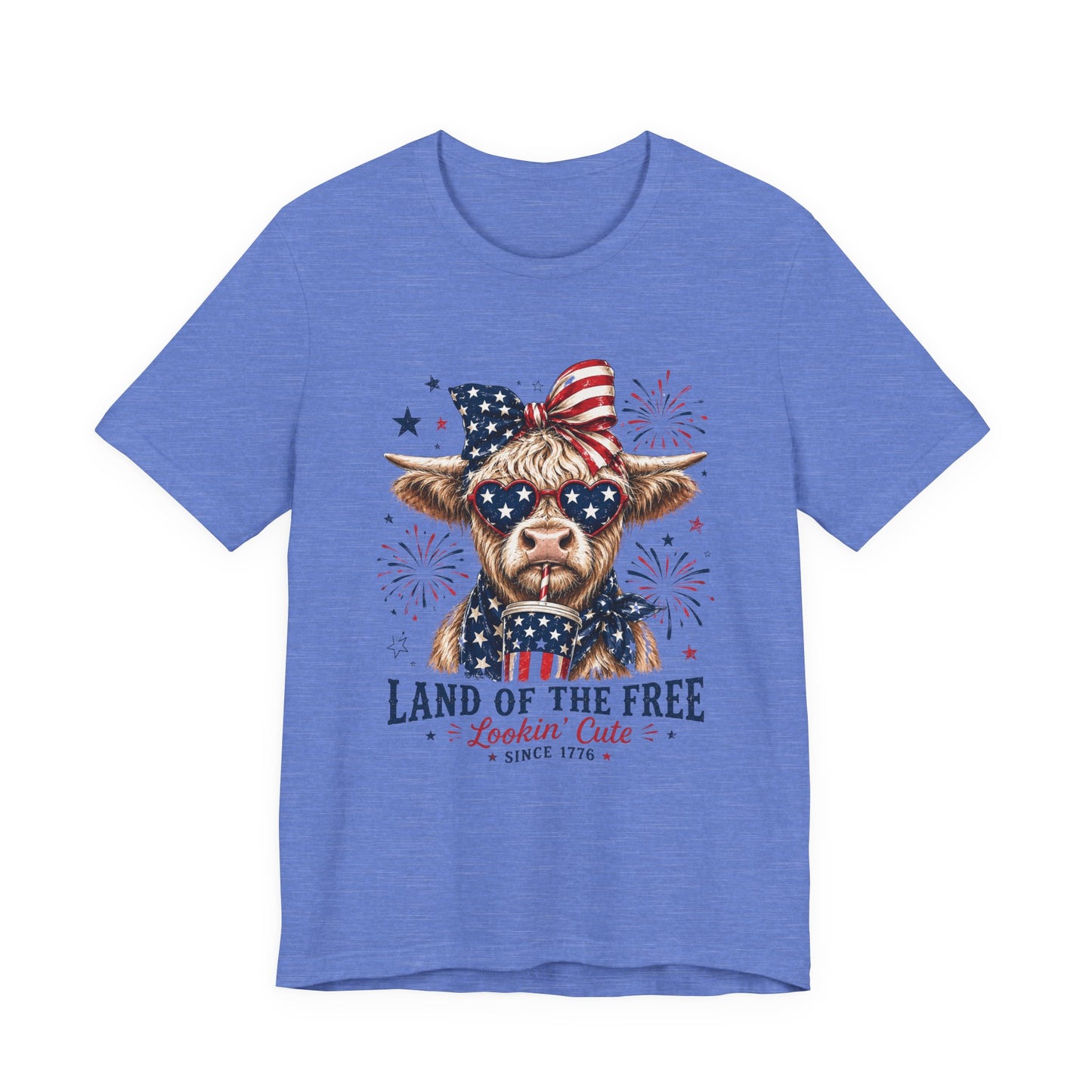 Festive Highland Cow Fourth of July Tee